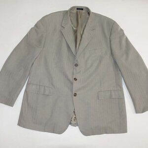 Chaps Men's Sport Coat Size 48 Regular Tan Beige Polyester Blend Jacket Blazer